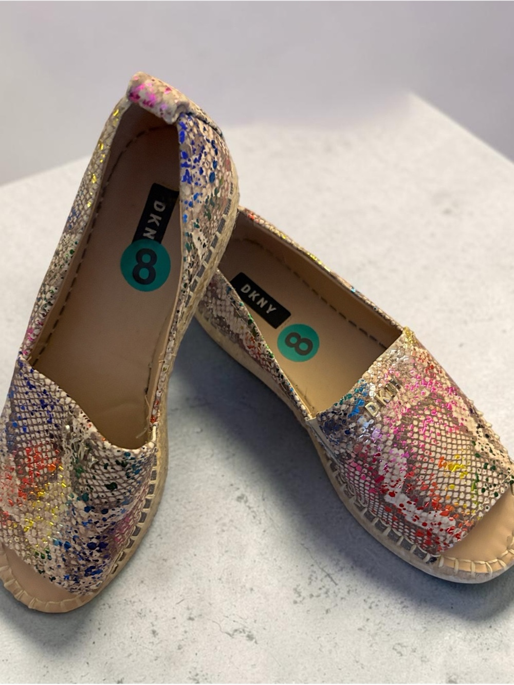 DKNY Multicolor Paint-Splash Espadrille Slip-Ons